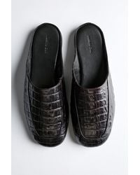 MASSIMO DUTTI - Crocodile-Embossed Leather Mule - Lyst