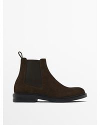 MASSIMO DUTTI - Splitsuède Enkellaarzen Met Elastieken Aan De Zijkant - Lyst