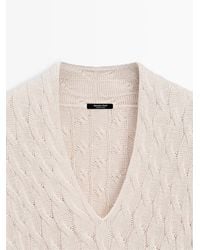 MASSIMO DUTTI - Cotton Blend Knit Sweater With Knot Details - Lyst