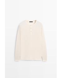 MASSIMO DUTTI - 100% Cotton Long Sleeve Henley T-Shirt - Lyst