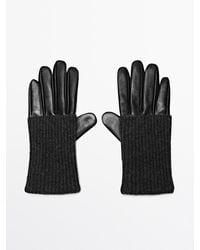 MASSIMO DUTTI - Contrast Nappa Leather And Knit Gloves - Lyst