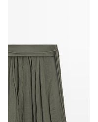 MASSIMO DUTTI - Midi Skirt With Gathered Detail And Ramie - Lyst