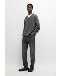 MASSIMO DUTTI - Cotton Blend V-Neck Knit Sweater - Lyst