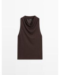 MASSIMO DUTTI - Mouwloze Top Met Gedrapeerde Halslijn - Lyst