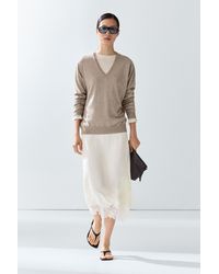 MASSIMO DUTTI - Wool Blend V-Neck Knit Sweater - Lyst