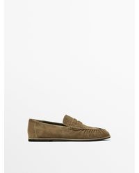 MASSIMO DUTTI - Gathered Split Leather Loafers - Lyst
