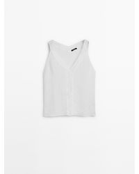 MASSIMO DUTTI - Soepelvallende Top Van Dubbele Stof - Lyst