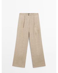 MASSIMO DUTTI - Soepelvallende Kostuumpantalon Van Linnenmix - Lyst