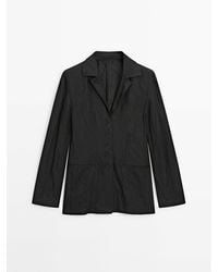 MASSIMO DUTTI - Creased-Effect Buttoned Suit Blazer - Lyst
