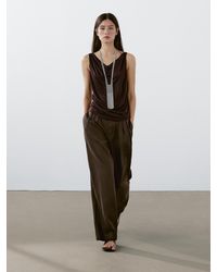 MASSIMO DUTTI - Hose Aus Reinem Leinen Mit Dreifacher Bundfalte - Lyst
