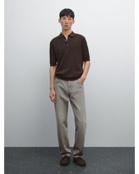 MASSIMO DUTTI - Strickpullover Im Polo-Stil Aus 100 Baumwolle Mit Zopfmuster - Lyst