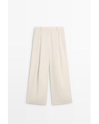 MASSIMO DUTTI - Soepelvallende Cropped Wide-Leg Broek - Lyst