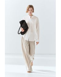 MASSIMO DUTTI - Poplin Shirt With Stand Collar - Lyst