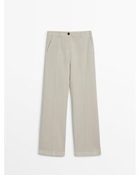 MASSIMO DUTTI - Flowing Twill Cotton And Lyocell Blend Trousers - Lyst