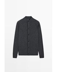 MASSIMO DUTTI - Wool Blend High-Neck Knit Cardigan - Lyst