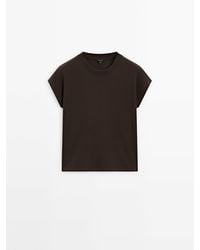 MASSIMO DUTTI - 100% Cotton Drop Sleeve T-Shirt - Lyst