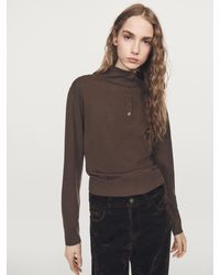 MASSIMO DUTTI - Buttoned Mock Turtleneck Knit Sweater - Lyst
