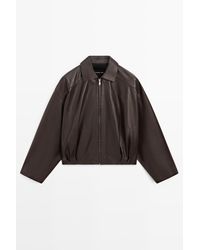 MASSIMO DUTTI - Nappaleren Bomberjack Met Plooidetail - Lyst