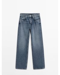 MASSIMO DUTTI - Wide Leg Jeans Met Halfhoge Taille En Verwassen Effect - Lyst