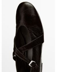 MASSIMO DUTTI - Ballet Flats With Criss-Cross Straps And Buckle - Lyst