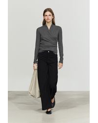 MASSIMO DUTTI - Cotton-Cashmere Blend Wrap T-Shirt - Lyst
