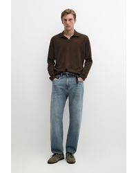 MASSIMO DUTTI - 100% Merino Wool Knit Polo Sweater - Lyst