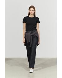 MASSIMO DUTTI - Ribbed Short Sleeve T-Shirt - Lyst