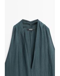 MASSIMO DUTTI - Linen V-Neck Midi Dress - Lyst