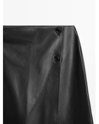MASSIMO DUTTI - Nappa Leather Midi Skirt With Seam Details - Lyst