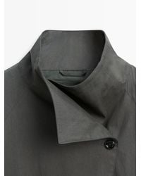 MASSIMO DUTTI - Short Cotton Blend Trench Coat With Belt - Lyst