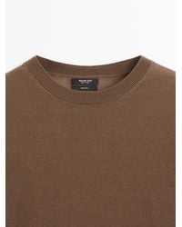 MASSIMO DUTTI - Fine Knit Round Neck Jumper, 100% Wool - Lyst