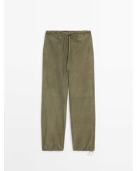 MASSIMO DUTTI - Suede Leather Jogger Trousers - Lyst