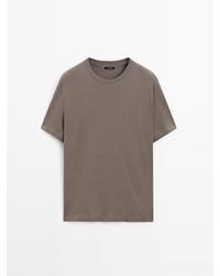 MASSIMO DUTTI - 100% Katoenen T-Shirt Van Middelgroot Gewicht - Lyst