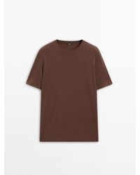 MASSIMO DUTTI - Short Sleeve Linen And Cotton Blend T-Shirt - Lyst