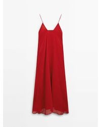 MASSIMO DUTTI - Long Strappy Dress With Neckline Detail - Lyst