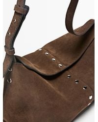 MASSIMO DUTTI - Split Suede Leather Bucket Bag - Lyst