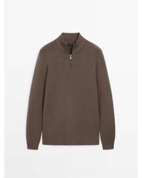 MASSIMO DUTTI - Mock Neck Knit Sweater With A Zip - Lyst