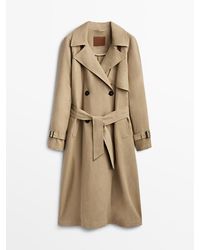 MASSIMO DUTTI Trench Coat With Side Vents in Beige (Natural) | Lyst