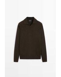 MASSIMO DUTTI - 100% Wool Knit Polo Sweater - Lyst