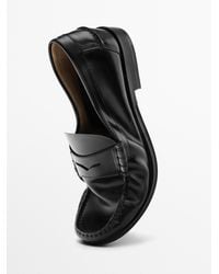 MASSIMO DUTTI - Leather Loafers With Penny Strap - Lyst