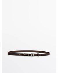MASSIMO DUTTI - Leather Belt With Double Long Buckle - Lyst