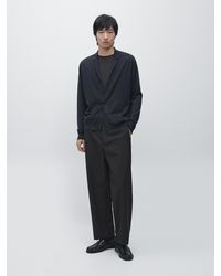 MASSIMO DUTTI - Wool Blend Knit Cardigan With Lapel Collar - Lyst