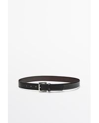 MASSIMO DUTTI - Nappa Leather Belt With Square Buckle - Lyst