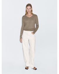 MASSIMO DUTTI - Jersey Punto Cuello Pico Con Lana - Lyst