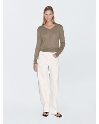 MASSIMO DUTTI - Wool Blend V-Neck Knit Sweater - Lyst