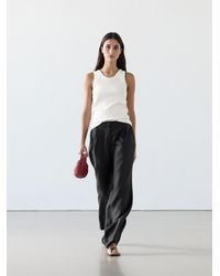 MASSIMO DUTTI - 100% Linen Wide-Leg Trousers With Elastic Detail - Lyst