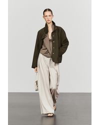 MASSIMO DUTTI - High-Neck Faux Suede Leather Jacket - Lyst