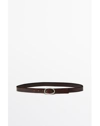 MASSIMO DUTTI - Nappa Leather Belt With Oval Buckle - Lyst