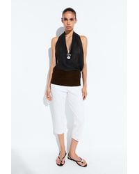 MASSIMO DUTTI - 100% Linen Crossover Halter Top - Lyst