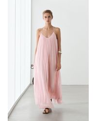 MASSIMO DUTTI - Flowing Pleated Spaghetti Strap Dress - Lyst